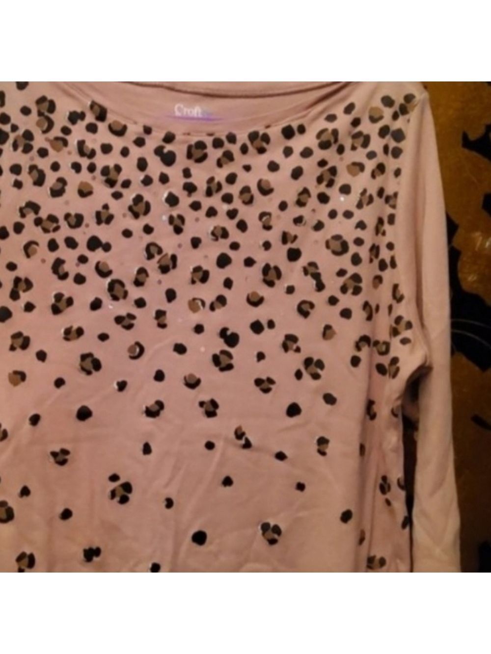 Croft & Barrow with Cheetah / leopard Print Long Sleeves  Top NWOT Size S